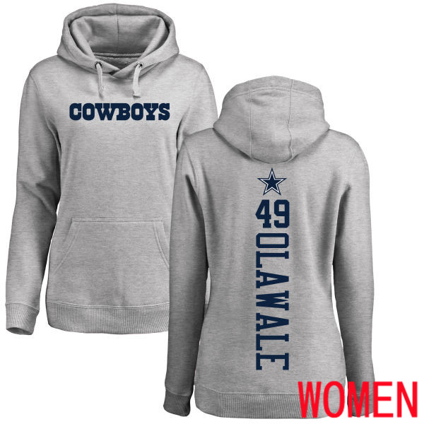 Women Dallas Cowboys Ash Jamize Olawale Backer 49 Pullover NFL Hoodie Sweatshirts